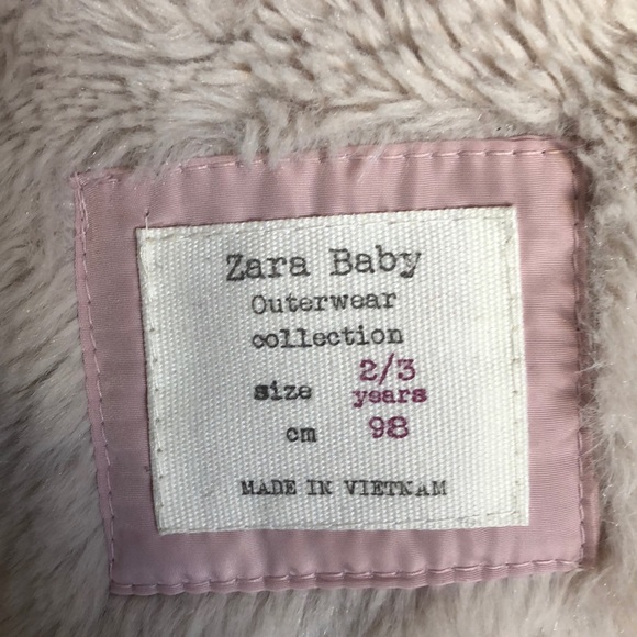 Girls Zara Pink Puffer Coat - Picture 3 of 5